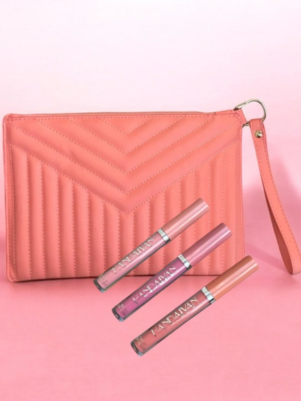 Luxe Velvet Matte Lipgloss Trio Handaiyan Lip Beauty Set Wristlet Makeup Bundle